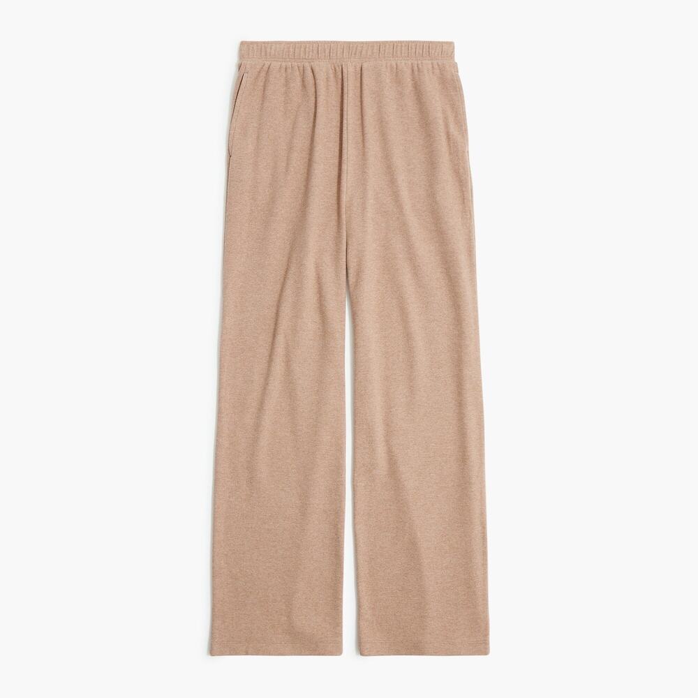 Wide-Leg Pull-On Pants in Beige